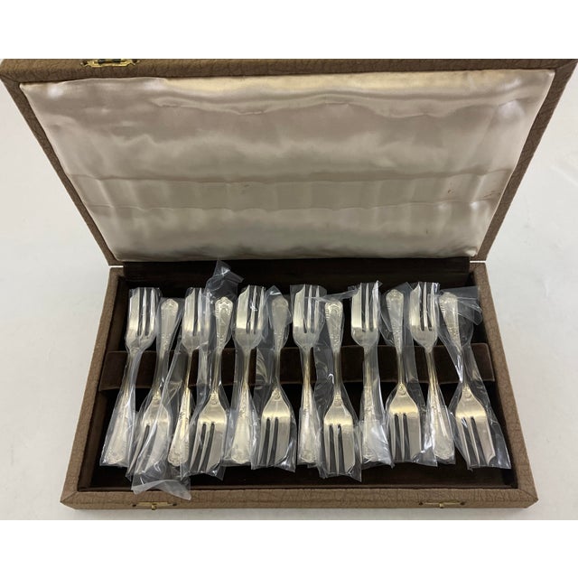 New 1980s Silver Plated 12 Pastry Forks Set , La Regence For Sale - Image 10 of 17