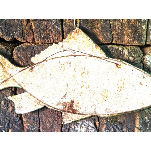 Metal 1950's 41" Hand Forged & Painted Upper Michigan Bait Store Fish Sign For Sale - Image 7 of 10