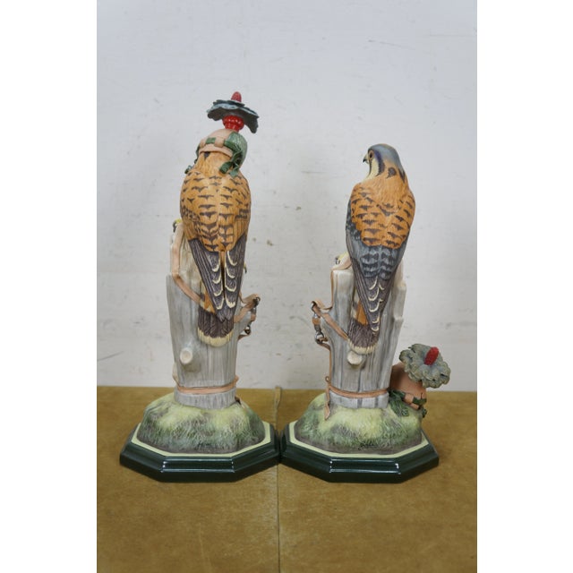 Mid 20th Century 1968 Boehm Kestrel 492w Porcelain Bird Figurines Sculptures Pair 16" For Sale - Image 5 of 18