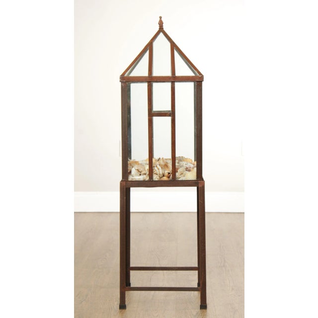 Traditional Late 20th Century Steel & Glass Frame Greenhouse Terrarium on Stand For Sale - Image 3 of 12
