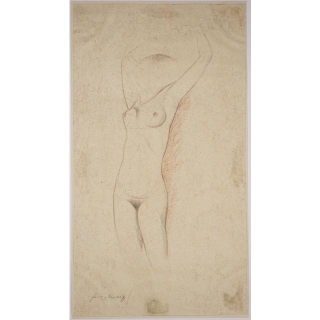Fritz Uphoff, Standing Nude, 1930, Chalk Drawing For Sale - Image 4 of 6