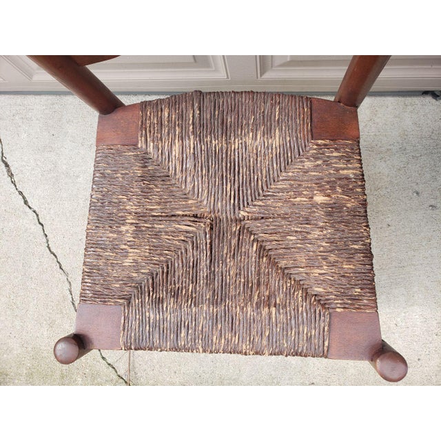 Wood 1960s Ladderback Dining Chair Rush Woven Seat For Sale - Image 7 of 11