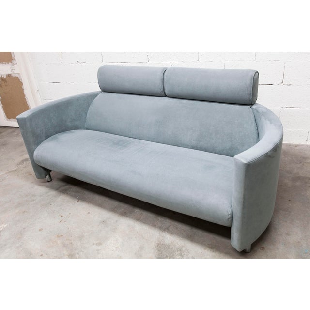 Wood Negresco Sofa in Moiré Velvet by Bernard Massot for Neology France, 1990s For Sale - Image 7 of 18