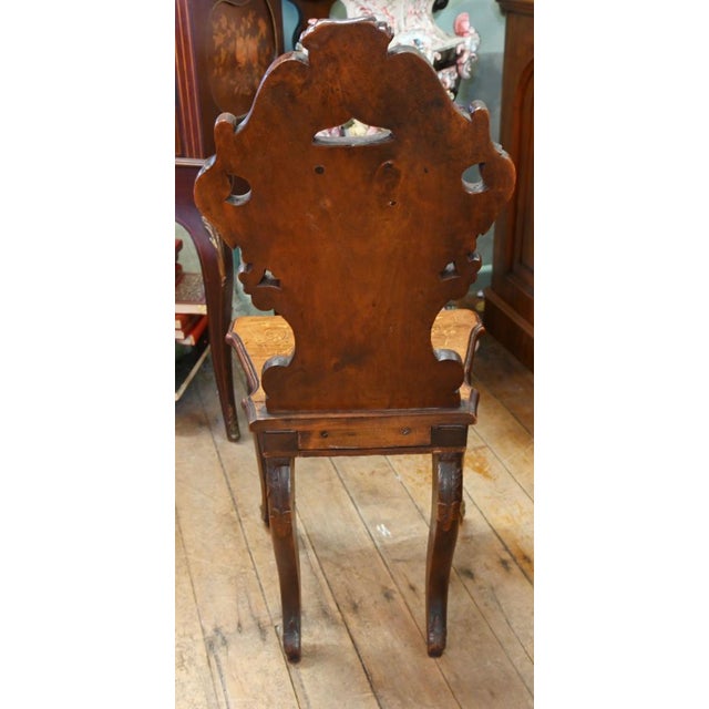 Set of Black Forest Hall Chairs in Carved Walnut, 1840s For Sale - Image 3 of 8