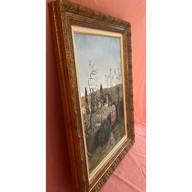 Green Custom Framed Original Tuscan Landscape Oil on Linen by Yuris, 2002 For Sale - Image 8 of 15