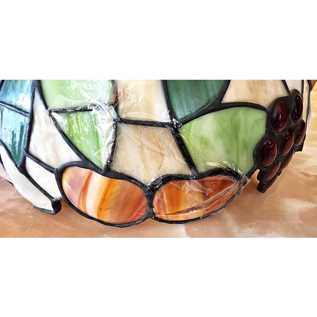 Glass Vintage Tiffany-Style Fruit Stained Glass Hanging Pendant Shade For Sale - Image 7 of 18