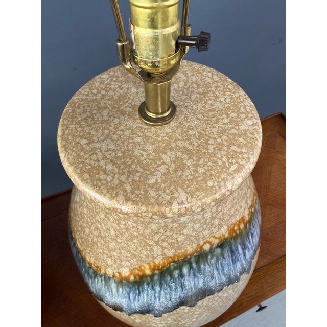 Mid-Century Modern 1970s Sunset Cosco Drip Glaze Ceramic Table Lamps in Earth Tones - a Pair For Sale - Image 3 of 13