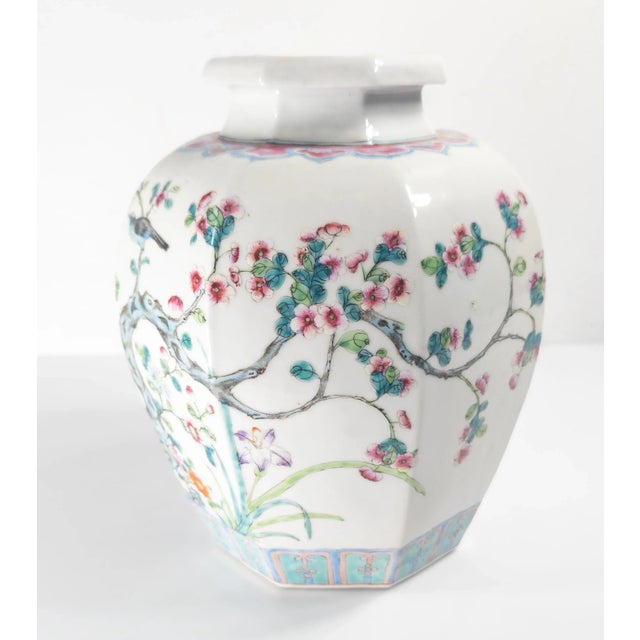 Early 20th Century Early 20th Century Chinese Republic Period Famille Rose Faceted Jar or Vase For Sale - Image 5 of 18