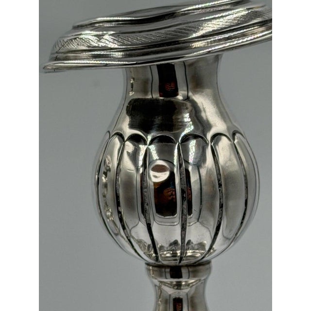 Antique Sterling Silver Baroque Revival Candlesticks With Repoussé - a Pair For Sale - Image 4 of 18