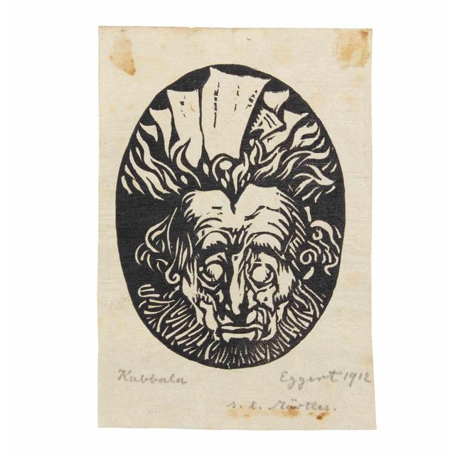 Woodcut print attributed to Richard Egert and realized in the early 20th Century. with pencil annotations. Hand signed and...