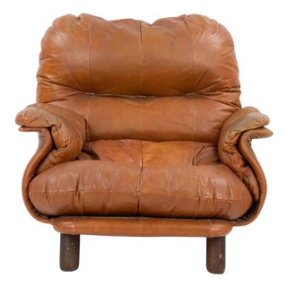Vintage Leather Armchair by Cobianchi for INSA, Italy, 1970s For Sale