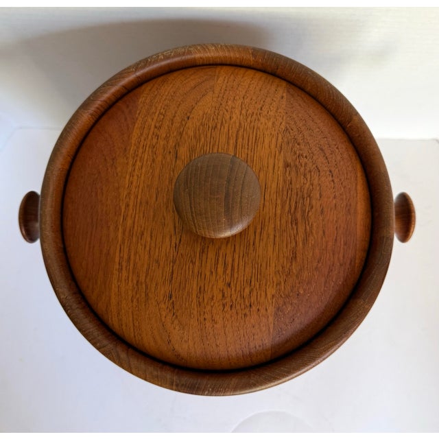 Mid-Century Modern Vintage Mid-Century Danish Modern Teak Ice Bucket With Lid & Liner For Sale - Image 3 of 12