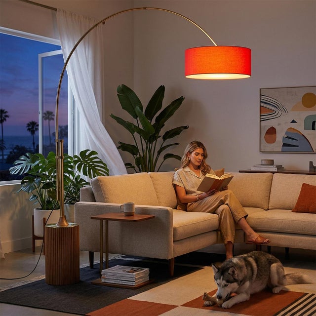 Product Type: Arc Floor Lamp - Brand: Nova of California - 100 Years Legacy - Material: Steel and Linen - Style: Mid...