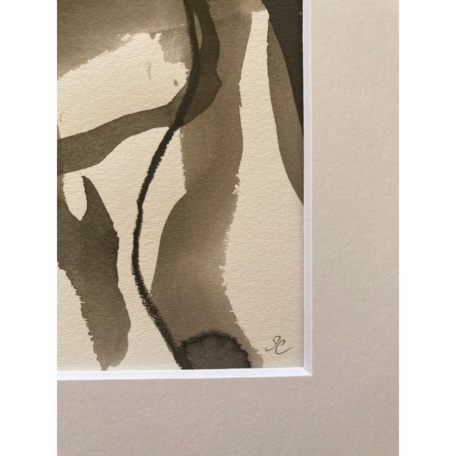 Mid-Century Modern Abstract in Black and White Original Painting by Stephanie Cate For Sale - Image 3 of 3