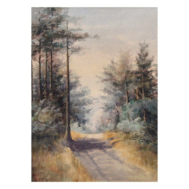 Antique landscape watercolor painting of a country road in San Rafael, California, circa 1880. Unsigned and unframed....