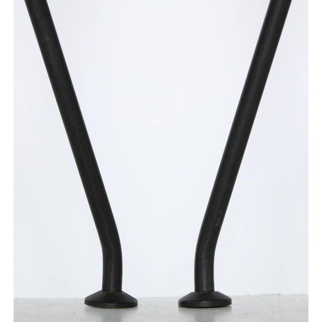 Metal 1950s Gerald Thurston Attributed Iron Tripod Table Lamps With White Glass Shades - A Pair For Sale - Image 7 of 10