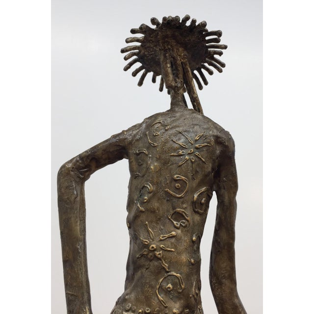 MCM Mixed Media Sculpture Art Figure Statue in Long Dress Garb With Hat and Long Hair For Sale In Philadelphia - Image 6 of 12