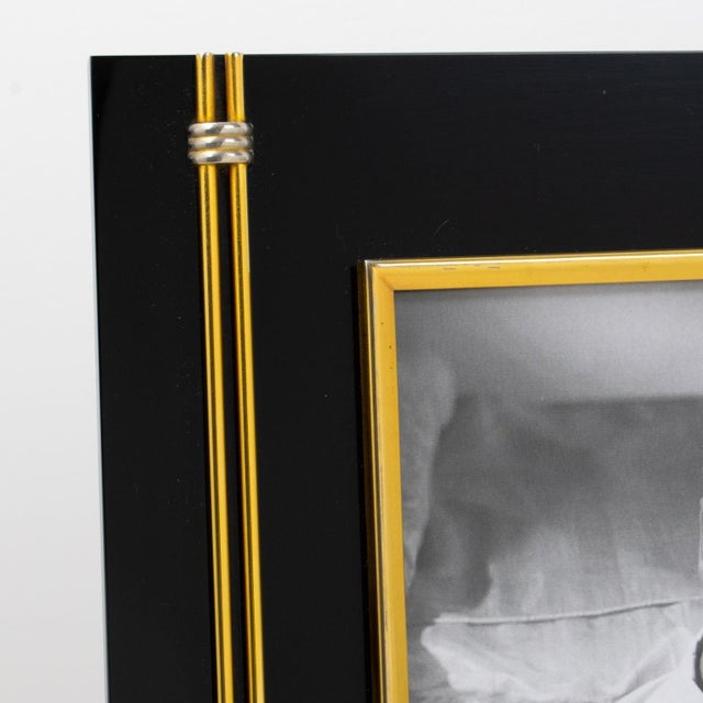 Tommaso Barbi Black Lucite and Brass Decor Picture Frame, circa 1970 For Sale In Atlanta - Image 6 of 9