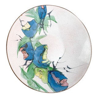 Vintage Mid Century Modern Painted Enamel Copper Bowl by Lilyan Bachrach Signed For Sale