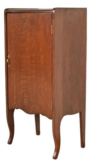 Antique Victorian Carved Tiger Oak Music Cabinet, Circa 1900