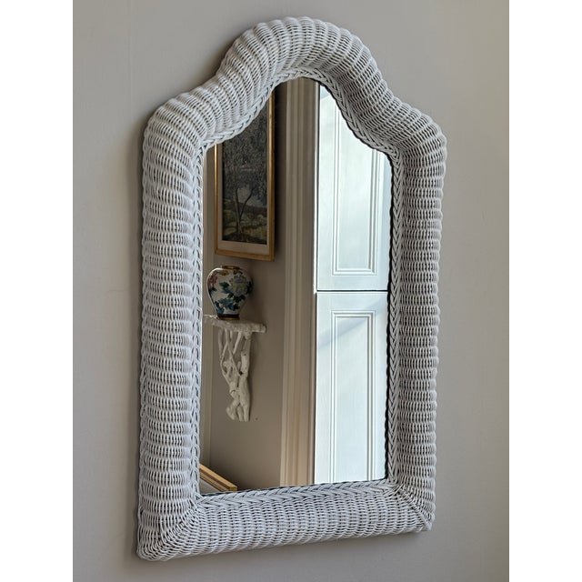 20th Century White Wicker Wall Mirror For Sale - Image 12 of 12