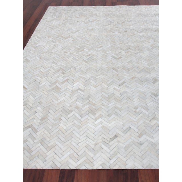 Exquisite Rugs Willoughby Patchwork Leather Ivory - 9'6"x13'6" For Sale - Image 4 of 8