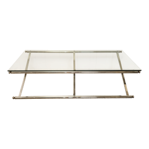Triple X Base Chrome Glass Cocktail Table 1970s Mod