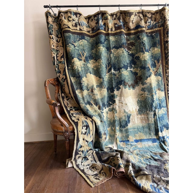 Textile French Antique Tapestry With Border For Sale - Image 7 of 8