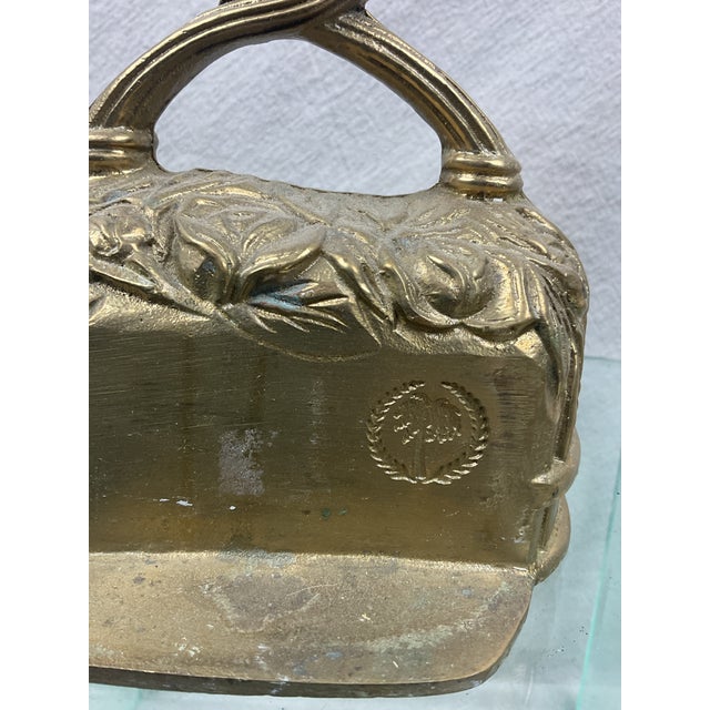 Metal Antique Solid Brass Rose Motif Doorstop For Sale - Image 7 of 8