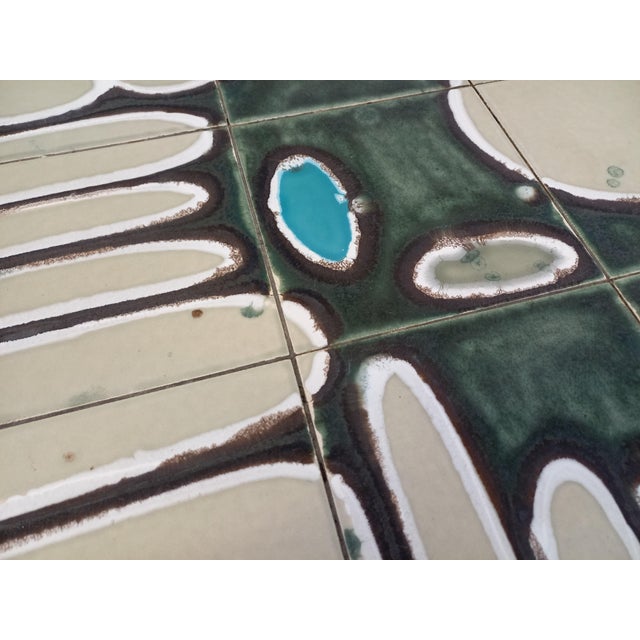 Vintage Coffee Table in Ceramic, Chrome Metal and Wood, 1970s For Sale - Image 15 of 16