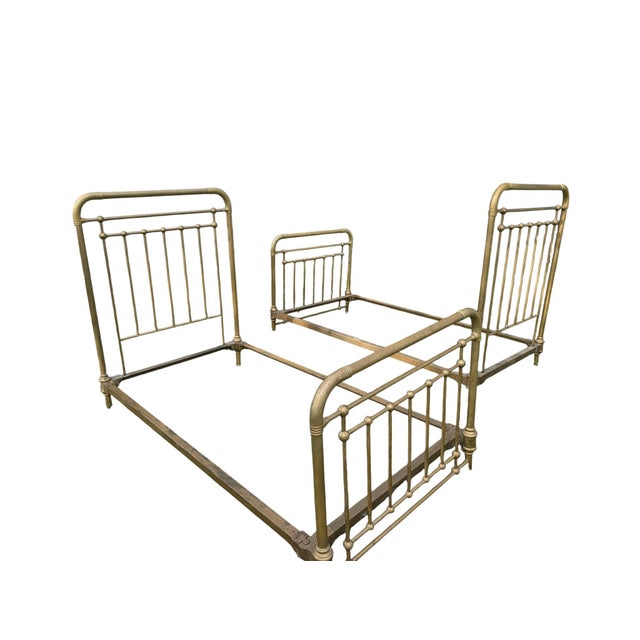 Late 19th Century Late 19th Century Whitcomb Metallic Bedstead Co. Heavy Brass Twin Beds - A Pair For Sale - Image 5 of 18