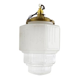 1930s Art Deco Rare Opaline Glass Pendant Light For Sale