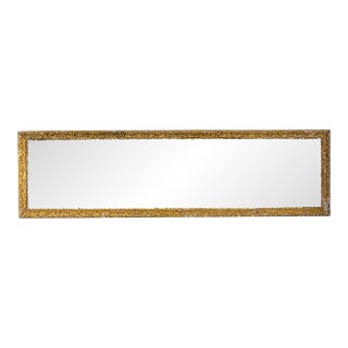 Antique Horizontal Long & Narrow Distressed Gilded Mirror For Sale