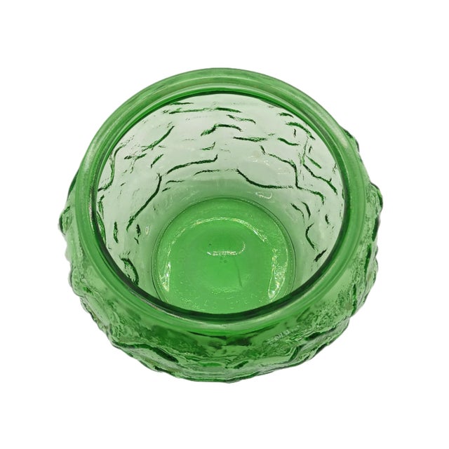 Vintage E.O. Brody mid-century modern round crinkle glass flower vase circa 1970s. Small round vase perfect for flowers,...