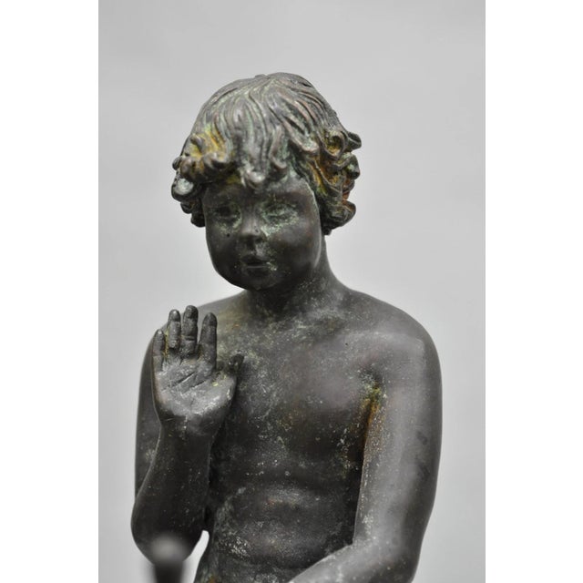 Late 20th Century Vintage Mythical Bronze Cherub Riding Snail Sculpture Figure Attr to Maitland Smith For Sale - Image 5 of 18