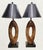 Vintage Extra Tall Organic Wood and Bone Mid Century Modern Open Oval Black Shade Table Lamps - a Pair For Sale - Image 11 of 15