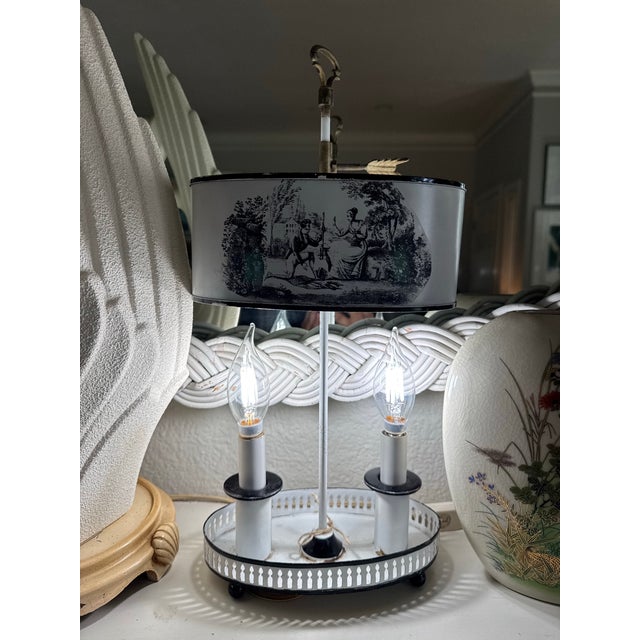 Metal Vintage French Tole Bouillotte Table Lamp For Sale - Image 7 of 11