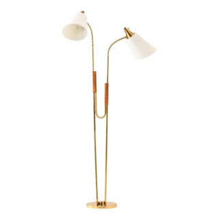 Scandinavian Modern Floor Lamp in Brass, 1950s For Sale