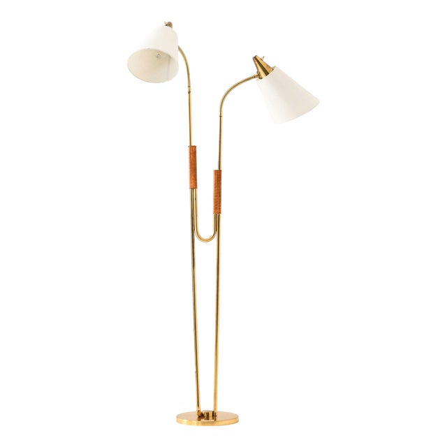 Scandinavian Modern Floor Lamp in Brass, 1950s For Sale