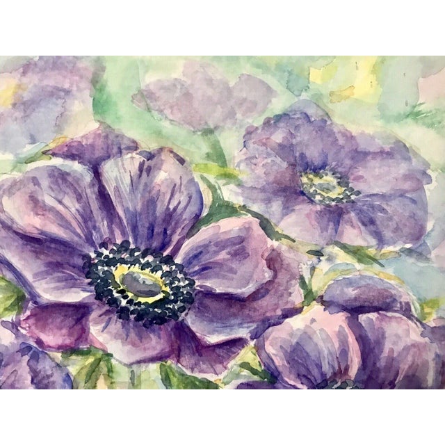 Paper Contemporary Anemone Floral Still Life Watercolor Painting by Elena Shapiro For Sale - Image 7 of 11