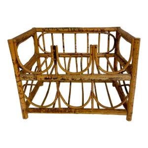 Vintage Tortoise Bamboo 6 Bottle Wine Rack