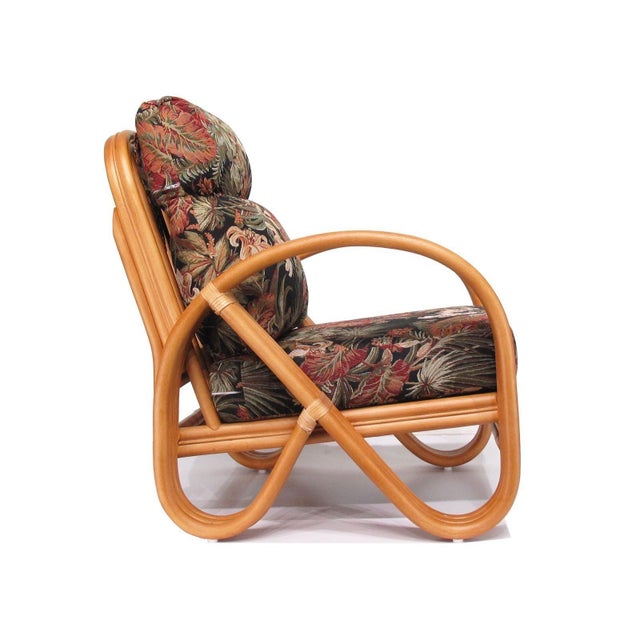 1990s Modernist 3-Strand 3/4 Pretzel "Kauai" Rattan Lounge Chair For Sale - Image 4 of 5