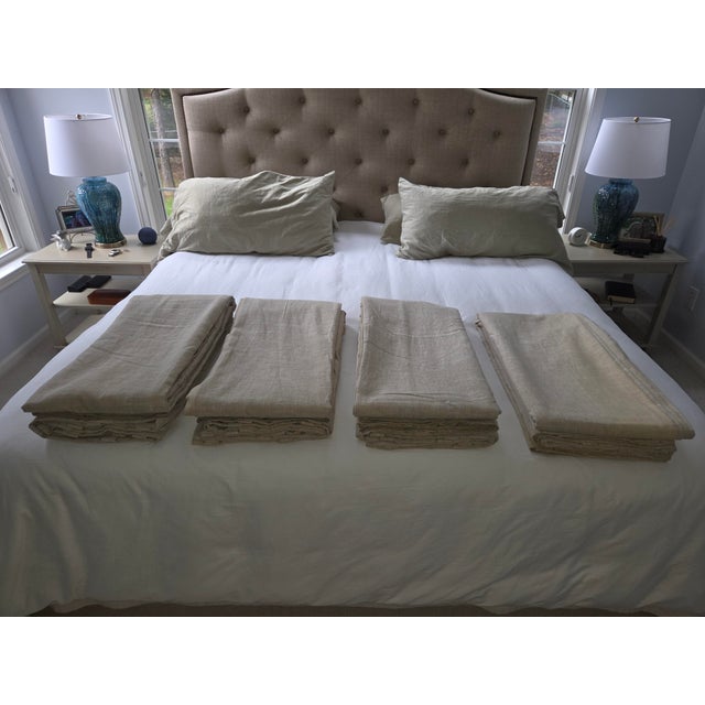 Textile Drape Panels (4 Panels 48"x96") Linen Khaki Blackout For Sale - Image 7 of 10