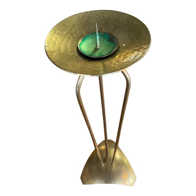Mid-Century Handarbeit Brass Candle Holder For Sale