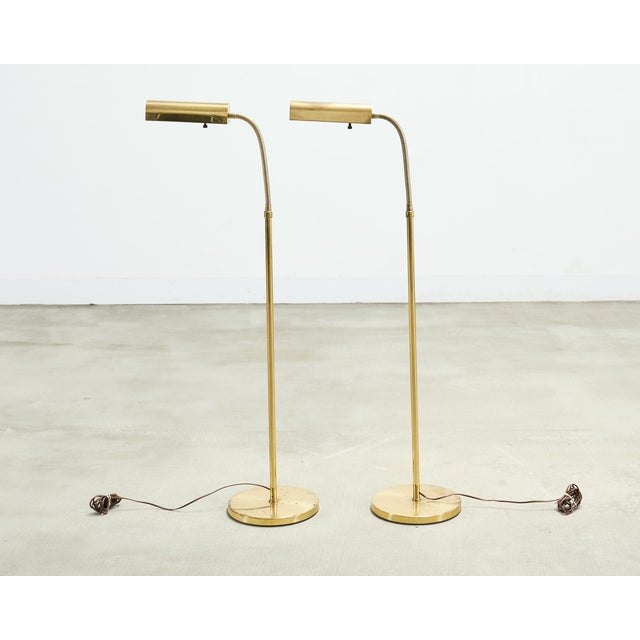 Mid 20th Century Pair of Mid-Century Brass Adjustable Pharmacy Floor Lamps For Sale - Image 5 of 18