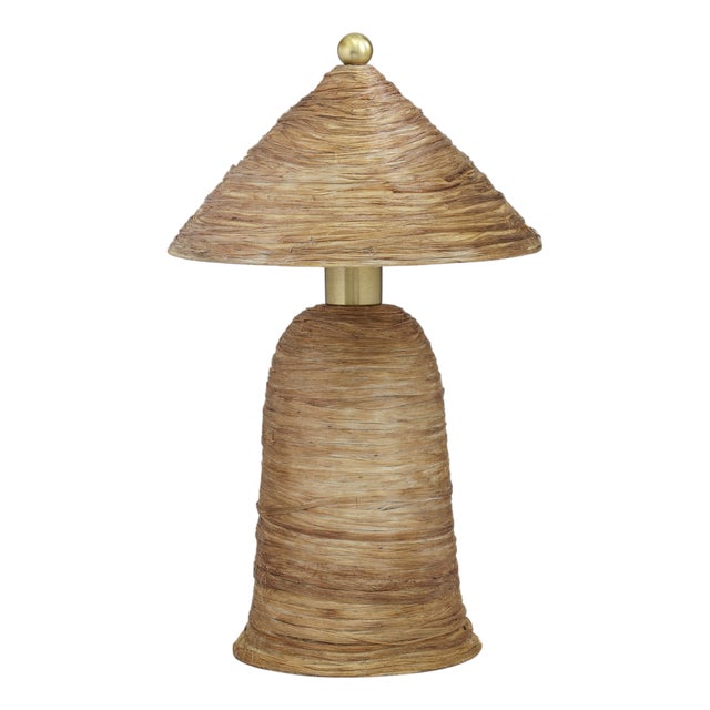 Coco Natural Coconut Fiber Pointed Table Lamp For Sale
