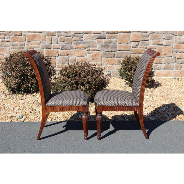 Brown Century Furniture Mahogany Dining Room Chairs With Beacon Hill Upholstery—Set of 8 For Sale - Image 8 of 18