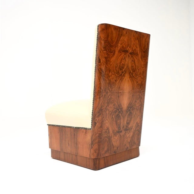 1930s Art Deco Walnut and Leather Side Chair, 1930 For Sale - Image 5 of 11