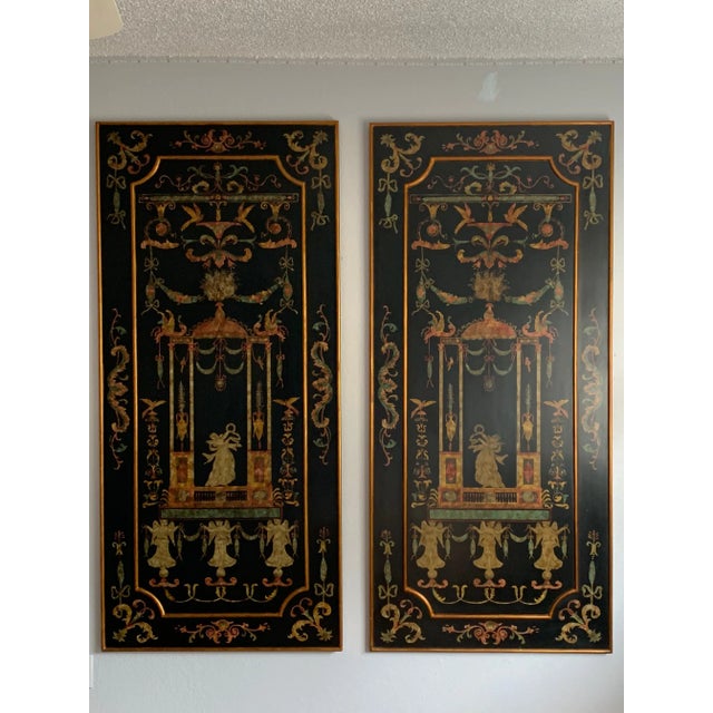 Wood Florentine-Style Neoclassical Decorative Panels — Pair For Sale - Image 7 of 13