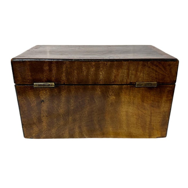 Early 19th Century Early 19th Century English Regency Burr Walnut Two-Compartment Tea Caddy Box For Sale - Image 5 of 8